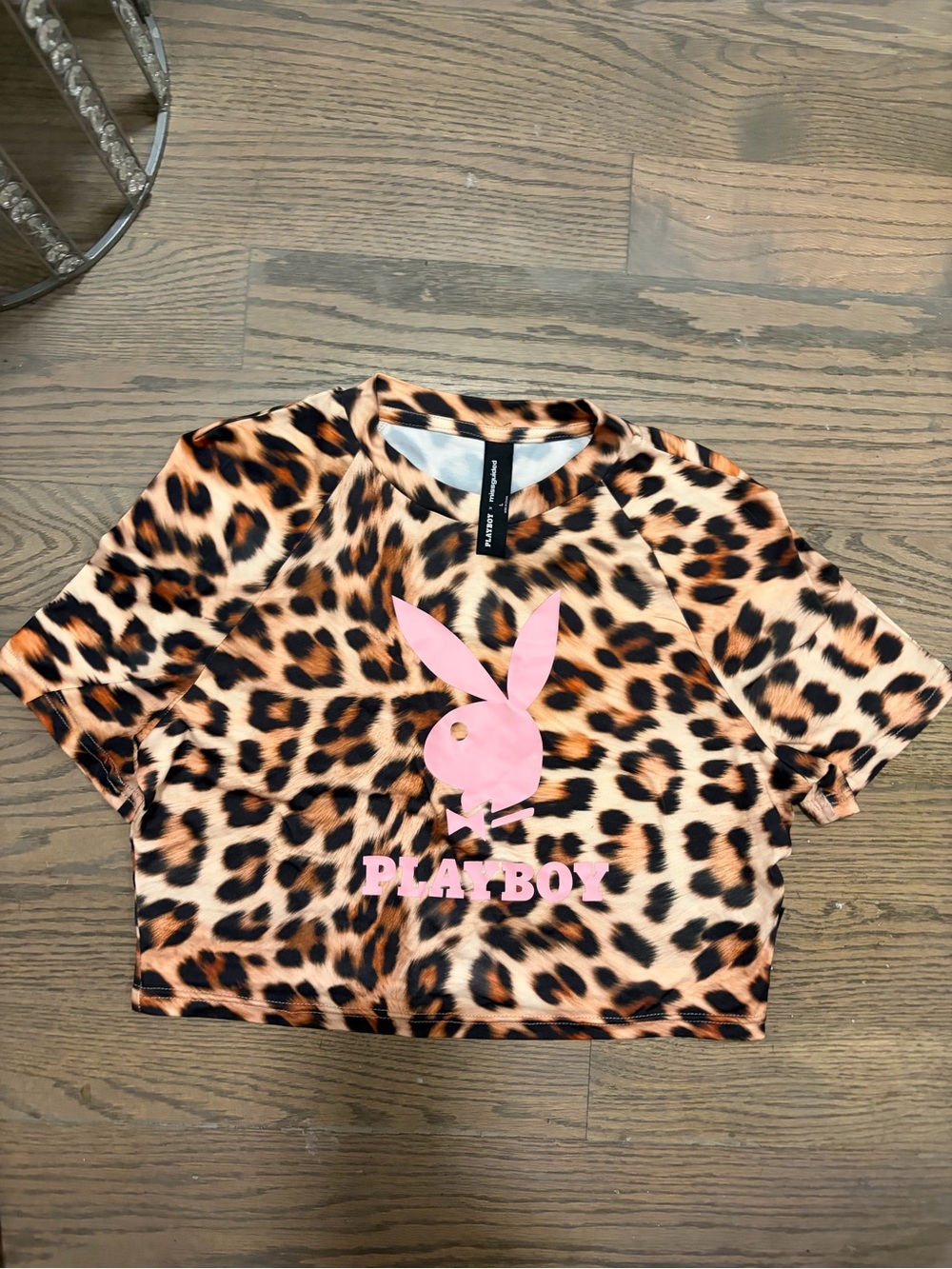 PLAYBOY Leopard Print Top with Black and Tan Pattern
